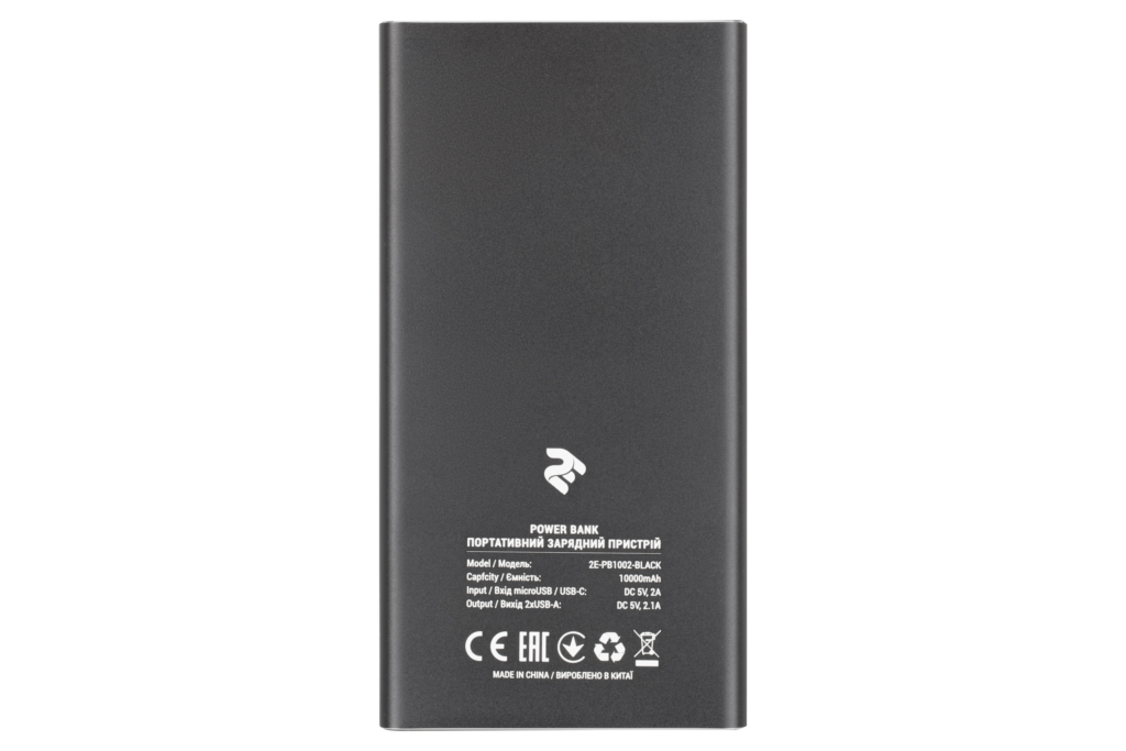 Power Bank 2Е 10000 мАч Metal surface Black