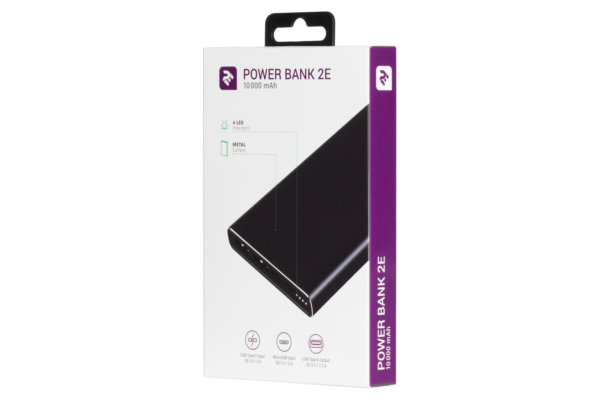 Power Bank 2Е 10000 мАч Metal surface Black