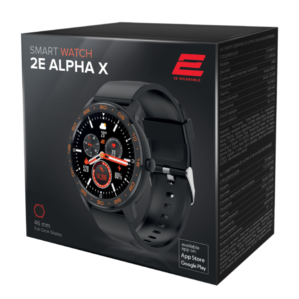 2E Смарт-годинник Alpha X 46 mm Black-Orange
