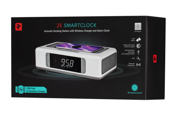 Акустическая док-станция 2E SmartClock Wireless Charging, White