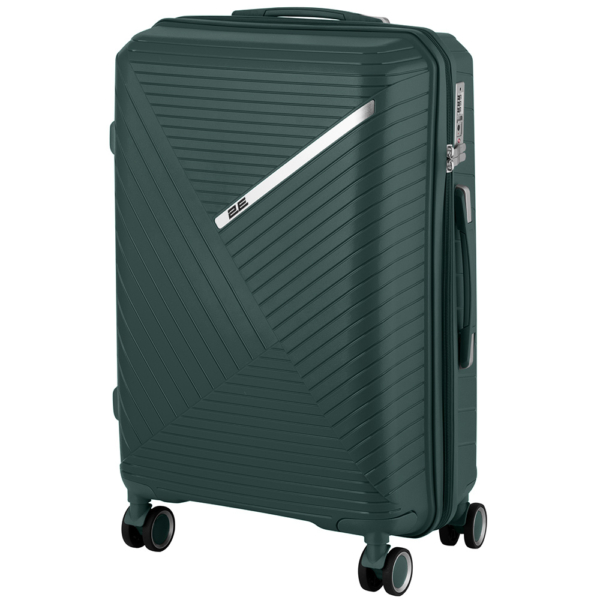 2E Plastic Suitcase, SIGMA, M, 4 Wheels, Emerald Green
