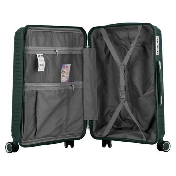 2E Plastic Suitcase, SIGMA, M, 4 Wheels, Emerald Green