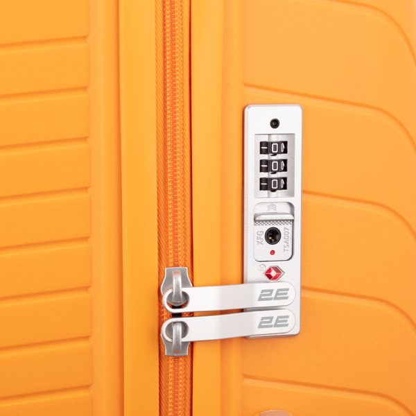 2E Plastic Suitcase, SIGMA, M, 4 Wheels, Orange