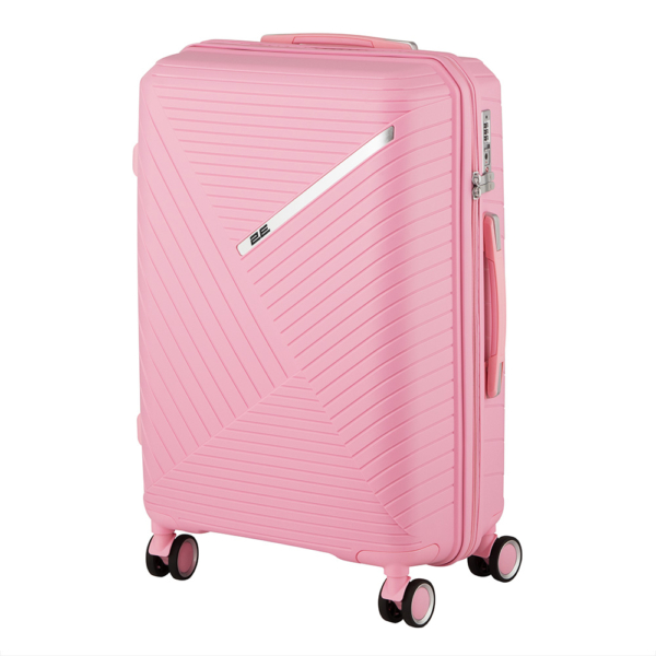 2E Plastic Suitcase, SIGMA, M, 4 Wheels, Pink