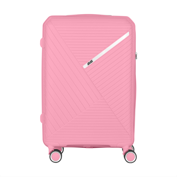 2E Plastic Suitcase, SIGMA, M, 4 Wheels, Pink