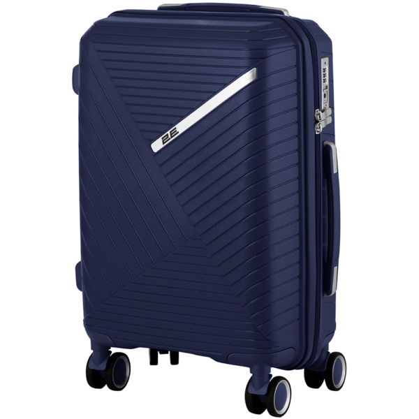 2E Plastic Suitcase, SIGMA, S, 4 Wheels, Navy Blue