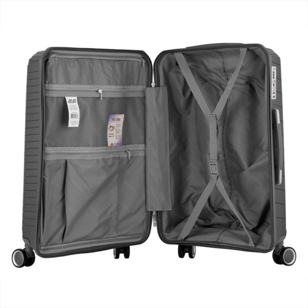 2E Plastic Suitcases Set, SIGMA, (L+M+S), 4 Wheels, Graphite