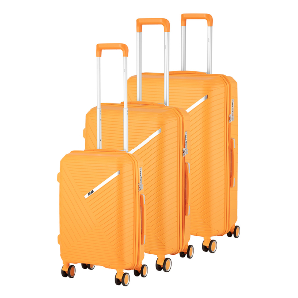 2E Plastic Suitcases Set, SIGMA, (L+M+S), 4 Wheels, Orange
