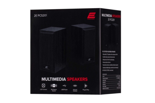 2E Акустична система PCS201, 2.0, USB, Black Wood