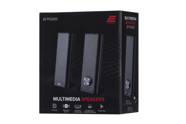Акустическая система 2E PCS203, 2.0, USB, Metal Black