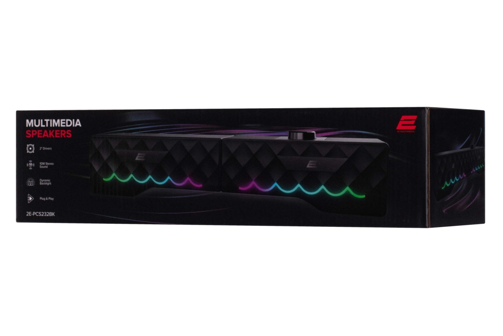 Акустическая система 2E PCS232 RGB, Soundbar, 2.0, USB, Black