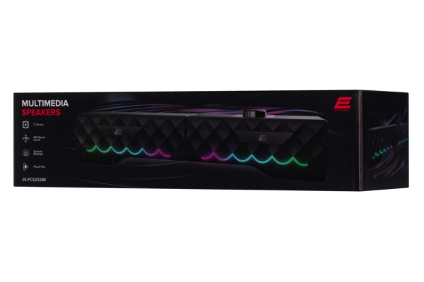 2E Акустична система PCS232 RGB, Soundbar, 2.0, USB, Black