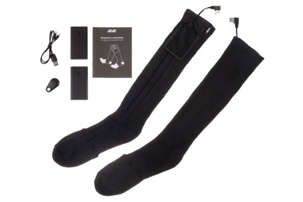 2E Heated Socks Race Black with remote control, size XXL