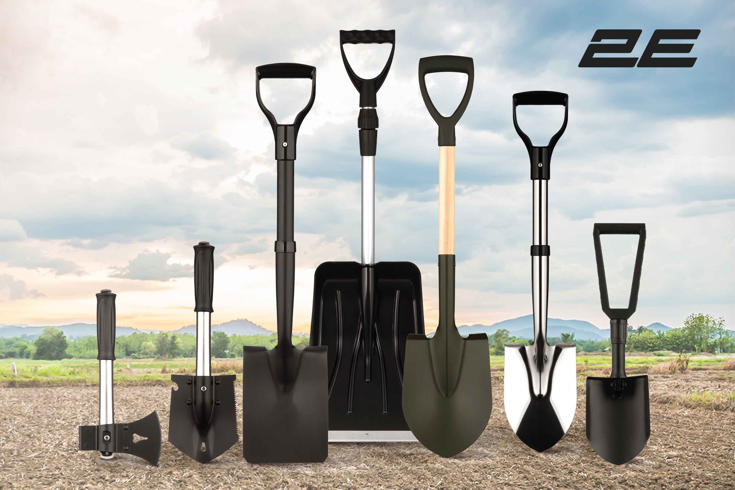 Convenient, Light, Compact and Multifunctional 2E Shovels