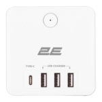 Power adapter 2E 4XSchuko with switch, white