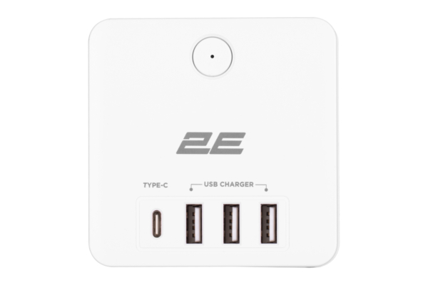 Power adapter 2E 4XSchuko with switch, white