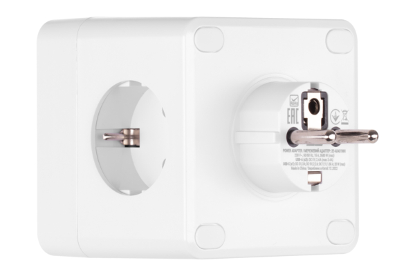 Power adapter 2E 4XSchuko with switch, white