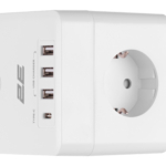 Power adapter 2E 4XSchuko with switch, white