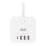 Power adapter 2E 3XSchuko with switch, 1.5m, white