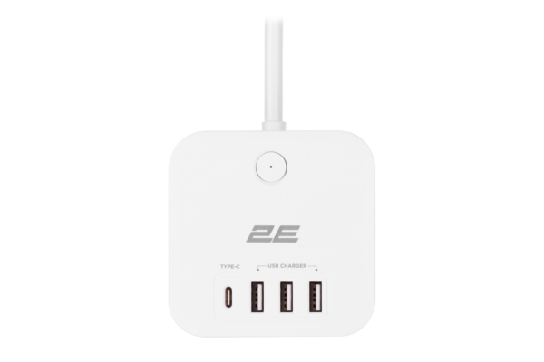 Power adapter 2E 3XSchuko with switch, 1.5m, white