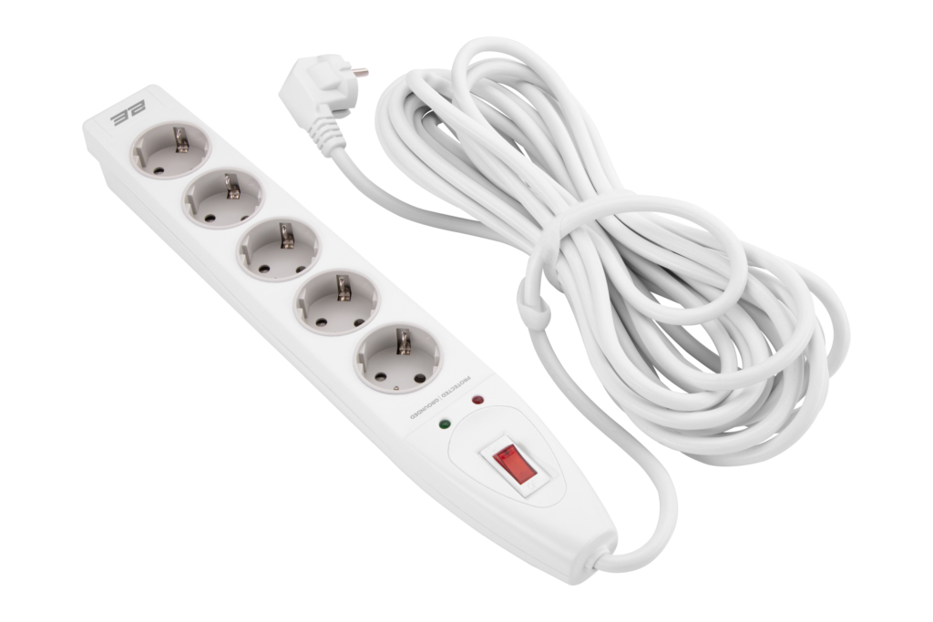 Surge Protector 2E with 5 sockets and a switch 3G1.5, 10m, white