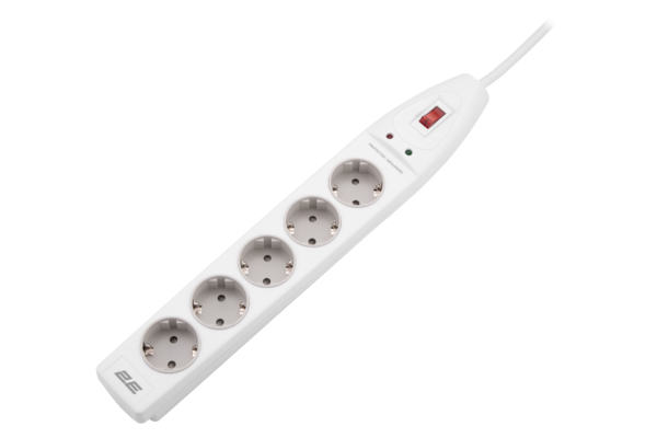 Surge Protector 2E with 5 sockets and a switch 3G1.5, 10m, white