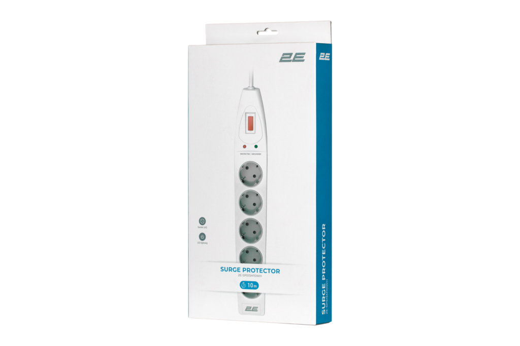 Surge Protector 2E with 5 sockets and a switch 3G1.5, 10m, white