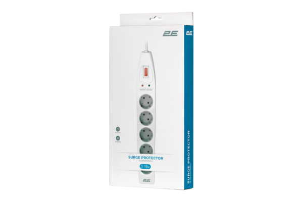 Surge Protector 2E with 5 sockets and a switch 3G1.5, 10m, white