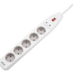 Surge Protector 2E with 5 sockets and a switch 3G1.5, 5m, white