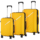 2E Plastic Suitcases Set, SIGMA, (L+M+S), 4 Wheels, Yellow