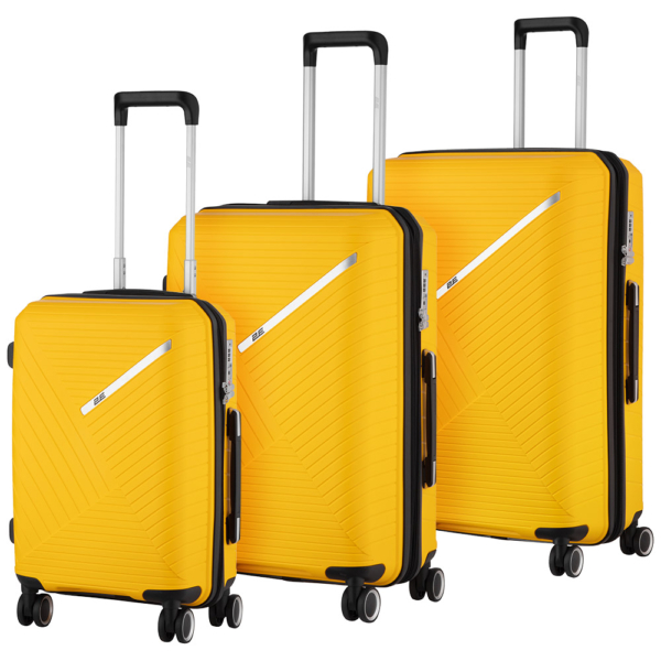 2E Plastic Suitcases Set, SIGMA, (L+M+S), 4 Wheels, Yellow