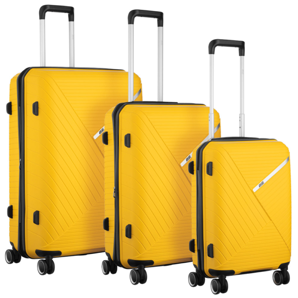 2E Plastic Suitcases Set, SIGMA, (L+M+S), 4 Wheels, Yellow