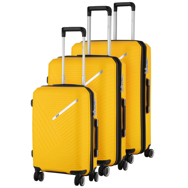 2E Plastic Suitcases Set, SIGMA, (L+M+S), 4 Wheels, Yellow
