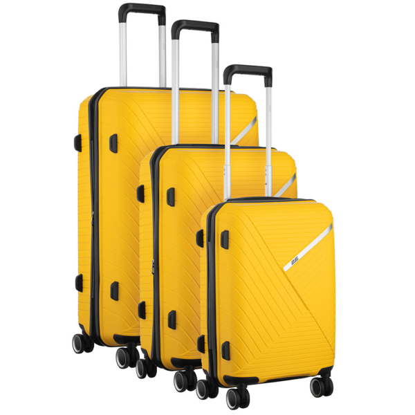 2E Plastic Suitcases Set, SIGMA, (L+M+S), 4 Wheels, Yellow