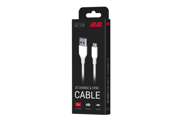2E Cable USB-A – microUSB Glow, 1m, white