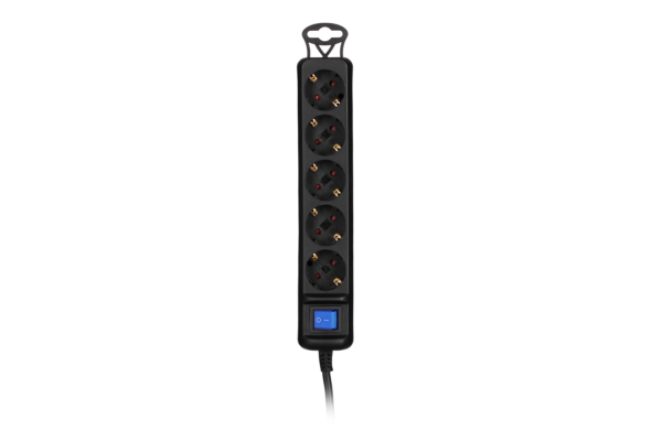 2E Power Strip 5XSchuko switch, 3Gx0.75mm, 3m, Black