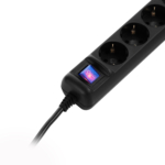2E Power Strip 5XSchuko switch, 3Gx0.75mm, 3m, Black