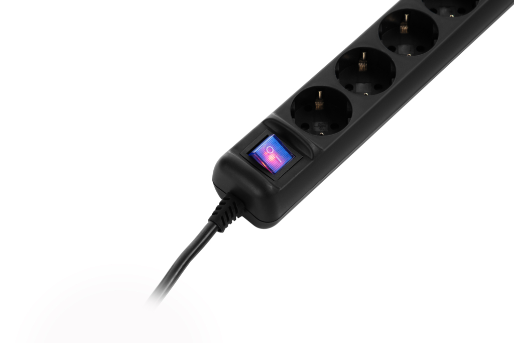 2E Power Strip 5XSchuko switch, 3Gx0.75mm, 5m, Black