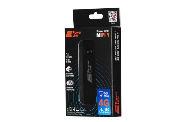 2E Мобільний 4G Wi-Fi маршрутизатор PowerLink (MiFi 1) USB/LTE/1x2FF SIM/WiFi 2.4GHz Black