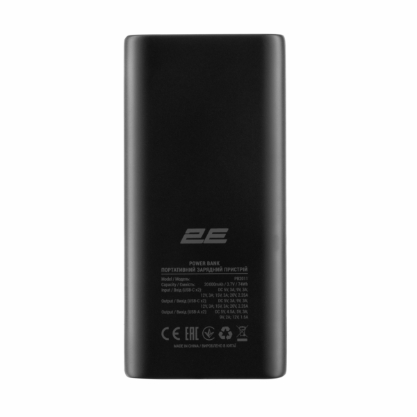 Power Bank 2Е 20000мАч PD, QC Black