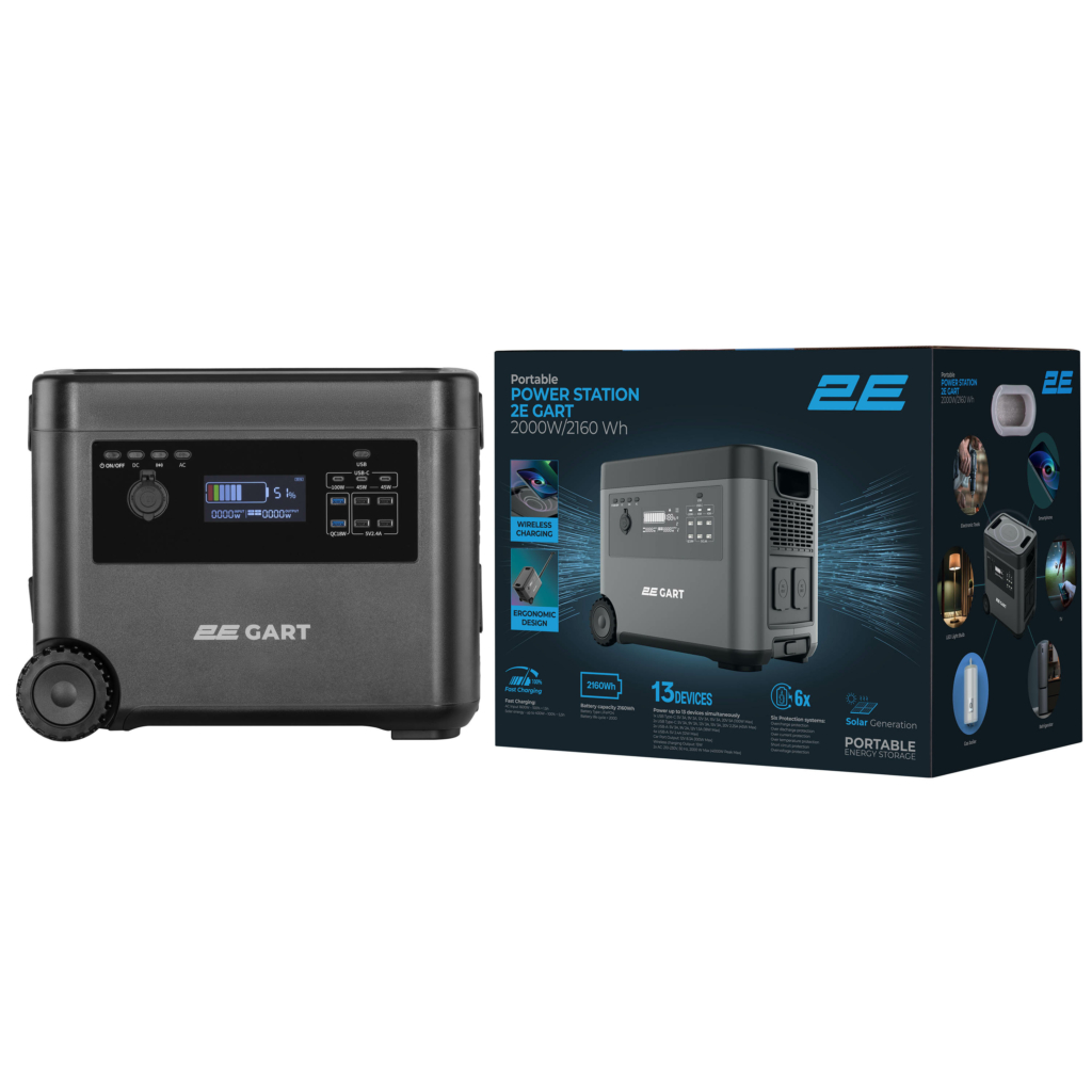 Portable Power Station 2E Gart, 2000 W, 2160 Wh, Fast Charging
