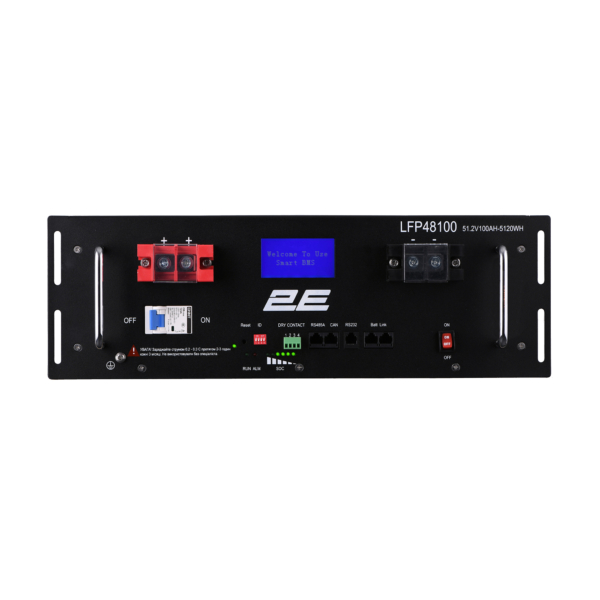 2E-LFP48100 48V/100Ah 19″ LiFePo4 Battery T-LCD