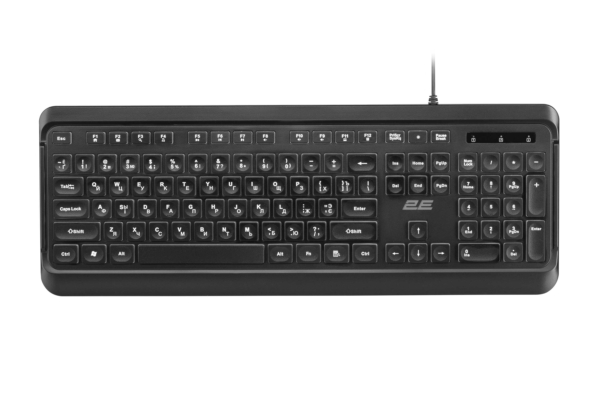 2E Keyboard membrane KS120 104key, USB-A, EN/UK/RU, White LED, black