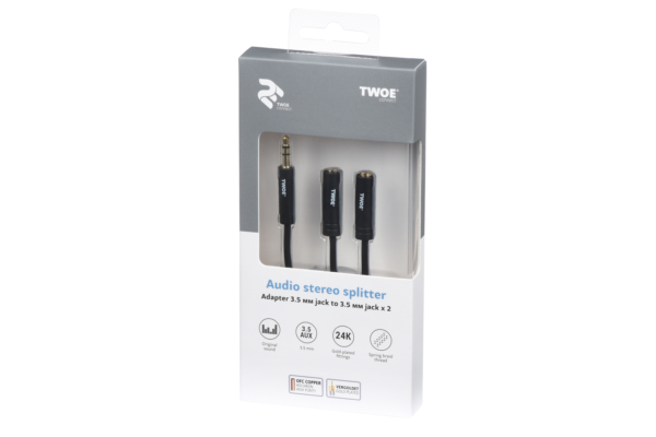 2E Cable jack 3.5 > 2хjack 3.5 (M/F), 0.30m, black