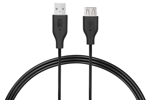 Кабель 2E USB-A — USB-AF (AM/AF) 1.8м Black
