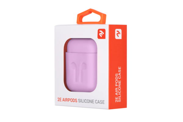 2E earphone case for Apple AirPods, Pure Color Silicone Imprint (1.5mm), Lavender