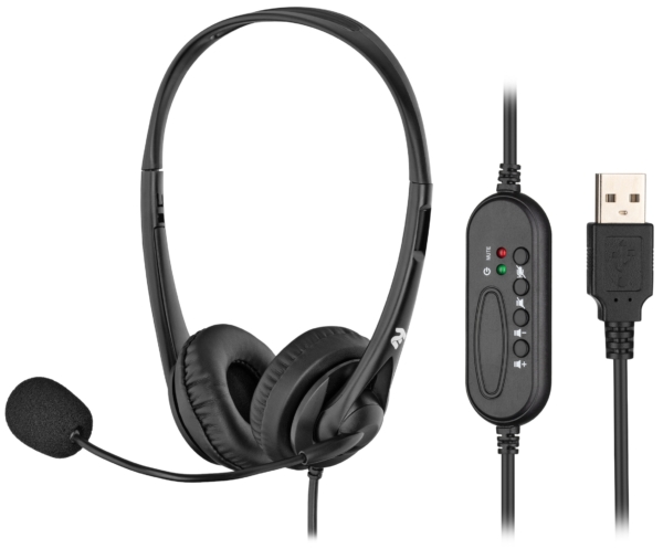 Гарнитура ПК стерео On-ear 2E CH11 USB, omni-mic, 2м, черный