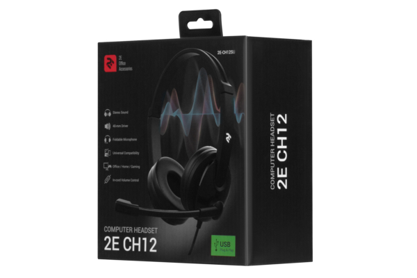 Гарнитура ПК стерео On-ear 2E CH12 mini-jack, omni-mic, 1.2м, черный