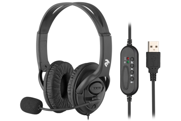 PC headset stereo Over-ear 2E CH13 USB, omni-mic, 2m, black