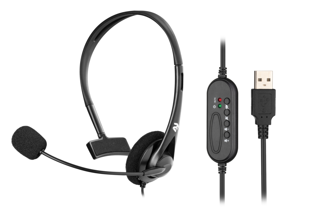 PC headset mono On-ear 2E CH11 USB, omni-mic, 2m, black